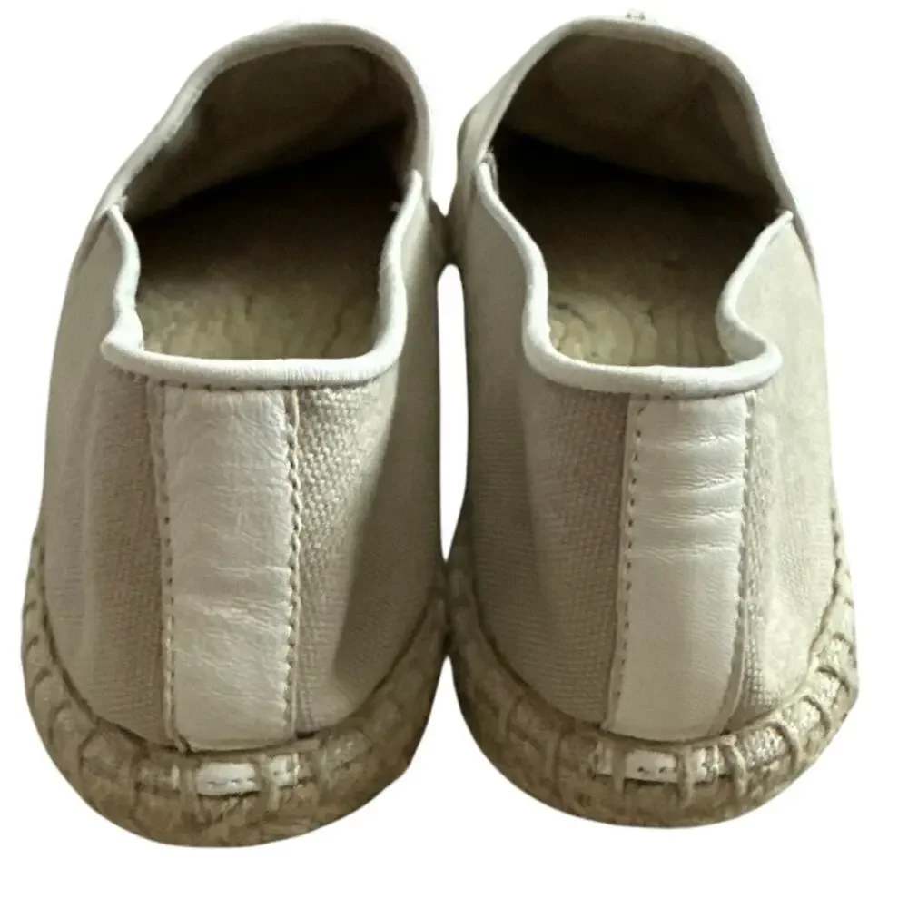 Tory Burch Lacey Canvas Khaki / Ivory Flat Espadrille Size 9